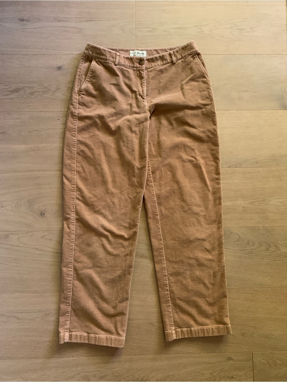 Vintage L.L.Bean Favorite Fit Corduroy Pants Women 8 Tall Tan High Rise Granola